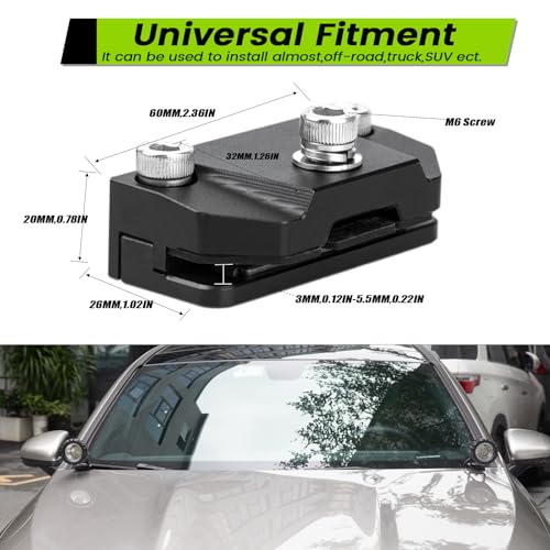 Ditch Light Brackets Hood Mount - 2PCS Universal LED Light Bar Mounting Brackets Hood Hinge Pillar Pod Fog Light Mounts Clamp M6 for Car Truck Off-Road Accessories No Drilling CNC Aluminum Black
