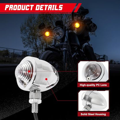 INNOGLOW Motorcycle Turn Signal Lights 2pcs Bullet Front Rear Turn Signals Indicator Blinkers Amber Lights Fits for Harley Suzuki Kawasaki - color: Style-4
