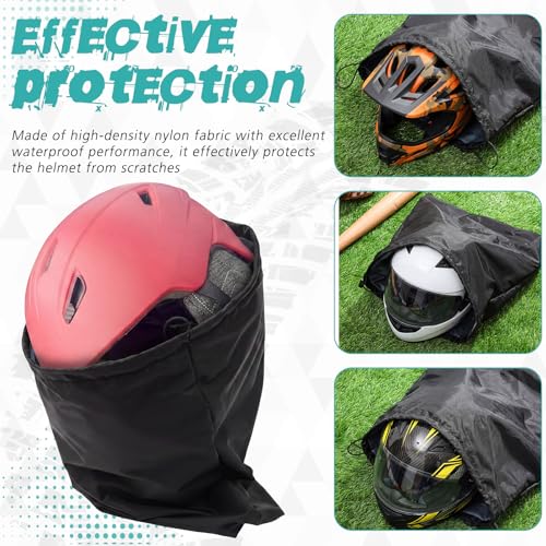 Motorcycle Helmet Bag with Soft Lining & Drawstring Closure, Waterproof Helmet Storage Bag, Large Capacity, Lightweight for Riding Hockey Welding Bicycle Dirt Bike Gear - color: Black