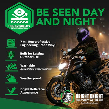 BRIGHT KNIGHT DECALS Reflective Stickers, 17pc Triangle Kit, Reflective Tape Outdoor Waterproof Motorcycle Helmet Stickers for Bikes, Scooters, and Hard Hats, Night Safety High Visibility - color: Purple