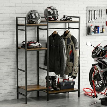TONGMO Motorcycle Gear Rack, Heavy Duty Helmet Stand, Large Motorcycle Gear Storage Rack for Helmet, Jacket, Boots & Riding Accessories