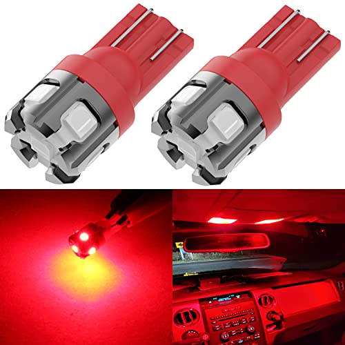 PHINLION 194 LED Light Bulb Red Super Bright 168 2825 W5W T10 Wedge 6-SMD 3030 Chipsets LED Replacement Bulbs for Car Dome Map Parking Door Courtesy Side Marker License Plate Lights - color: Red