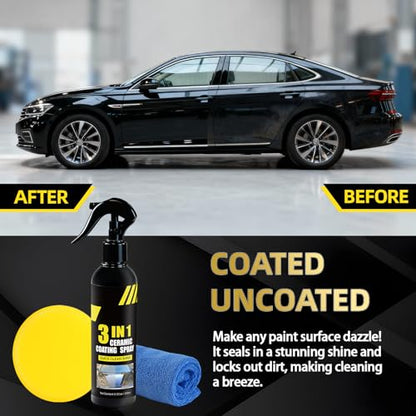 Ceramic Spray Coating for Cars - 8.4oz Quick Detailer with 6 Months Protection, High Gloss Top Coat & Water Repellent, Car Detailing Kit for Car, RV, Motorcycle, Boat