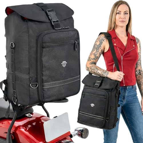 Nomad Motorcycle Sissy Bar Bag Expandable Roll Top Extra Storage Motorbike Tail Bag Converts to Handle & Shoulder Carry,15” Laptop Sleeve Weather Resistant Motorcycle Luggage Rack/Seat Travel (Black)