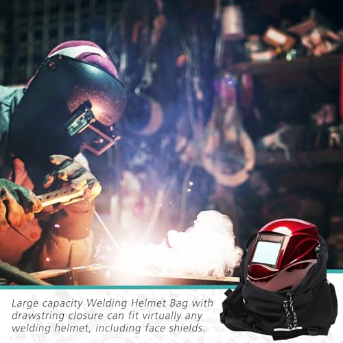 Aliceset Helmet Backpacks Welding, Waterproof Motorcycle Helmet Bag with Drawstring, Adjustable Shoulder Straps Pocket, Nylon, Large Capacity, Gift for Electrician Welder School Students(Black) - color: Black