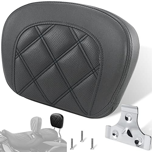 FOVPLUE Passenger Backrest Pad,Sissy Bar Pad for Harley Touring Electra Glide/Road Glide/Road King/Street Glide/Trike Freewheeler FLRT/FLHXXX, Double Black Stitching - color: Black