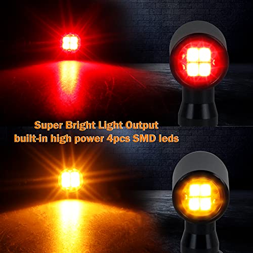 Front Rear Motorcycle Turn Signals, Mini Size Led Brake Tail Lights Universal Compatible with Harley Honda Suzuki Triumph Yamaha - color: Front Amber+Rear Red