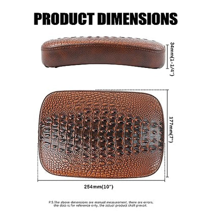 DREAMIZER Motorcycle Rectangular Pillion Passenger Pad Seat Universal Crocodile Style Brown Solo Seat Leather Pillon 8 Cushion Compatible with Harley Cruiser Chopper Custom - style: Crocodil Brown