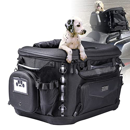 Motorcycle Dog Carrier, Back Seat Vehicle-Mounted Pet Carrier Travel Bag Cat Carrier Bag for Harley Trike Triumph Touring Street Glide Road King CVO (Black)