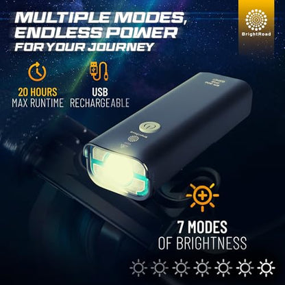 BrightRoad Bike Helmet Light 850 Lumens, Bike Headlight with 7 Modes, 650 Fit Distance, Rechargeable Bike Lights for Night Riding with Bicycle Light Mount Helmet Holder, Mountain Bike Headlight