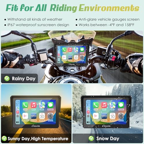 Carpuride W502 Motorcycle GPS Wireless Portable Carplay/Android Auto Waterproof Car Stereo, 5" IPS Touch Screen with Dual Bluetooth, Navigation/Siri/G00gle Assistant for Motorbike - style: Carpuride w502