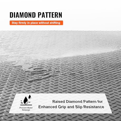 VEVOR Diamond-Plate Rubber Flooring Roll, 3 mm x 4 ft x 10 ft Garage Floor Mat, SBR, Easy to Clean, Diamond Plate Rubber Mat for Under Cars, Garage Industry Gym, Black - size: 4 ft x 10 FT