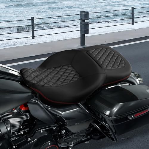 SLMOTO Hammock Motorcycle Drive River Seat - Motorcycle Seat Cushion fit for Harley Touring Road King Street Glide Road Glide Electra Glide 2009-2023 - color: C Style Black