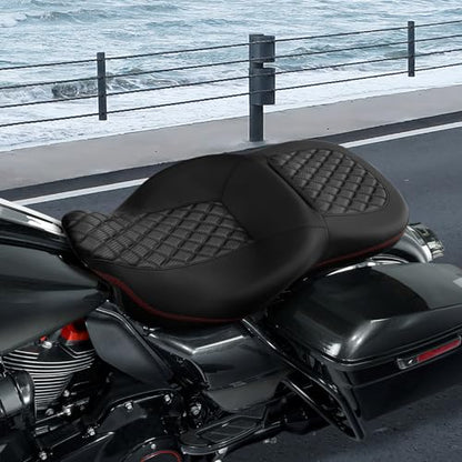 SLMOTO Hammock Motorcycle Drive River Seat - Motorcycle Seat Cushion fit for Harley Touring Road King Street Glide Road Glide Electra Glide 2009-2023 - color: C Style Black