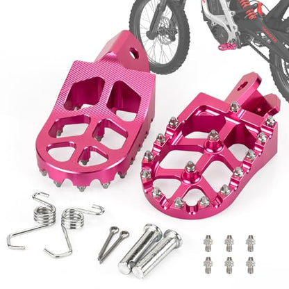 XINGWU Dirt Bike Foot Pegs for Surron Light Bee X/S E-Ride Pro SS/SR/S Talaria MX3 MX4 Segway X160/X260 CRF150F 230F 250F Electric Dirt Bike Foot Peg Rests (Pink) - color: Pink