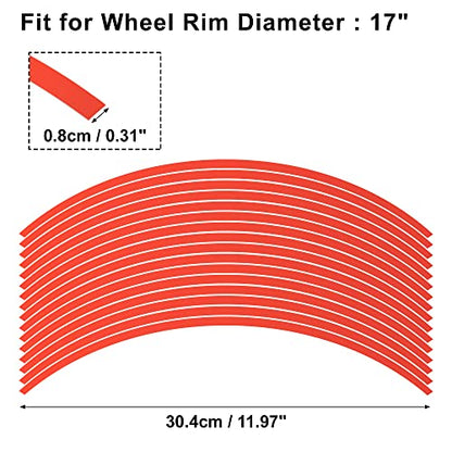 X AUTOHAUX 16pcs Fit 17" Wheel Motorcycle Car Bike Wheel Rim Sticker Strips Reflective Stripe Tape Reflector Red - color: Red