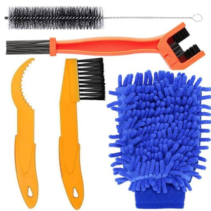 Bike Cleaning Brush Kit, Bike Chain Cleaner, Bicycle Motorcycle Accessories Multi Cleaning Tool for Mountain Road Bicycle & Motorbike & ebike Chain/Crank/Tire/Sprocket