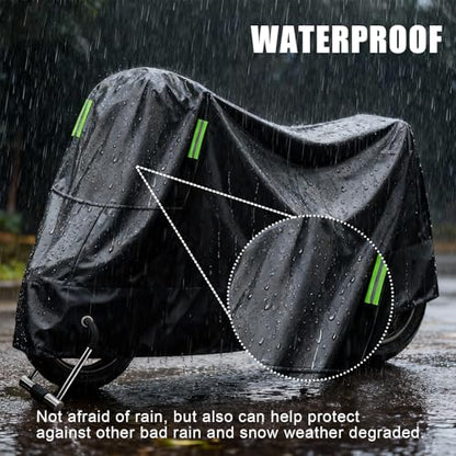 Motorcycle Cover with Lock Hole, Bike Cover Waterproof Outdoor, Rain Sun Dust Wind Proof All-Around Protection Bicycle Accessories for Dirt Cruiser Bikes Scooter Moped Electric Motorcycle (2XL) - size: XXL