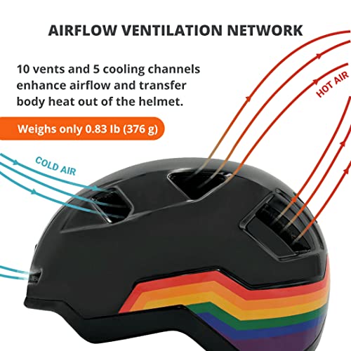 XNITO Bike Helmet with LED Lights - Urban Bicycle Helmet for Adults, Men & Women - CPSC & NTA-8776 Dual Certified - Class 3 E-Bikes, Scooters, Onewheel, Commuter, Mountain - color: Disco, size: Large