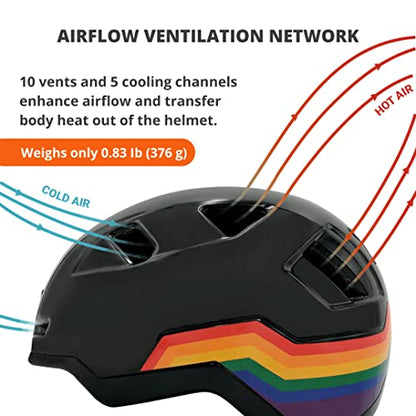 XNITO Bike Helmet with LED Lights - Urban Bicycle Helmet for Adults, Men & Women - CPSC & NTA-8776 Dual Certified - Class 3 E-Bikes, Scooters, Onewheel, Commuter, Mountain - color: Disco, size: Large