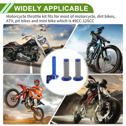 22mm Throttle Grip with 120cm White Throttle Cable 1 Pair of Bullet-Shaped Blue Handle Sleeves Plastic Aluminum Alloy Motorcycle Throttle Grip Blue - color: Blue