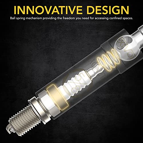 LEXIVON 5/8" Swivel Magnetic Spark Plug Socket, 3/8" Drive x 10" Total Length | Enhanced Magnetic Design with Thin Wall Socket, Cr-v Steel (LX-122) - size: 5/8-Inch x 10-Inch