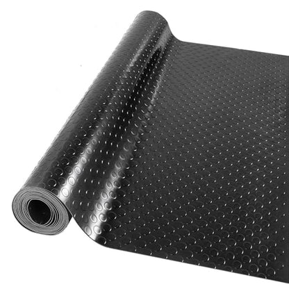 tonchean Rubber Garage Floor Mat 16.4Ft x3.3Ft Garage Flooring Roll Coin Pattern 1/8in Thick Rubber Flooring Rolls Non-Slip Garage Mats for Floor Under Car, Workshop, Black