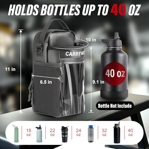 Magnetic Gym Bag, Gym Bags for Men and Women, Hands-Free Water Bottle Holder with Strap & Touchscreen Pocket, Attachable Water Bottle Bag for Treadmill, Workout & Fitness Equipment (No Bottles)