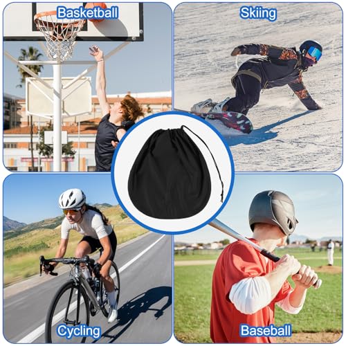 Mabor 2pcs Motorcycle Helmet Bag - Black Polyester Full Face Helmet Storage Cover with Drawstring, Lightweight Carrying Pouch for Welding, Bike, Sports & Travel (17.32 x 17.32 Inches)