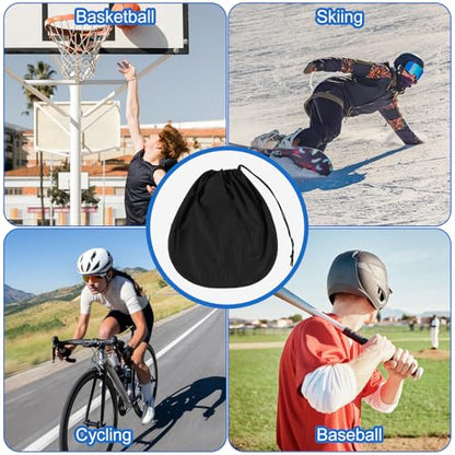 Mabor 2pcs Motorcycle Helmet Bag - Black Polyester Full Face Helmet Storage Cover with Drawstring, Lightweight Carrying Pouch for Welding, Bike, Sports & Travel (17.32 x 17.32 Inches)