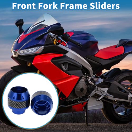 Motorcycle Frame Sliders Falling Protection Wheel Crash Protector Scooter Moped Aluminum Alloy Blue 2 Pcs - color: Blue