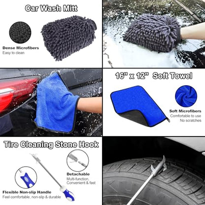 12Pcs Wheel Brush Kit for Cleaning Wheel and Tire, Wheel and Rim Brush, Car Detailing Brushes, Tire Brush, Bendable & Durable Car Wheel Rim Cleaner Brush Set,Car Detailing Cleaning Brush Supplies Kit - color: Black