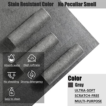 KTT Thickened Magic Cleaning Cloth, 12" x 16", 5 Pack | Reusable Microfiber Cleaning Cloth, Lint Free, For Home, Window, Mirror Glass and Cars - color: Dark Grey 5p
