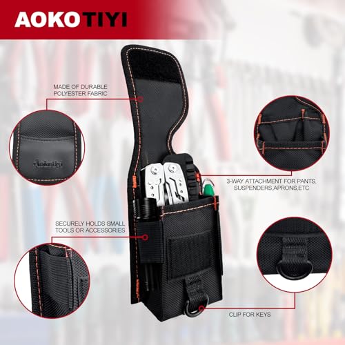 Multitool Holster Sheath with Belt Clip | Small Multi-Pocket EDC Tool Pouch, Compatible with Leatherman Wave+, Tactical Tool Organizer for Camping, Work, Men