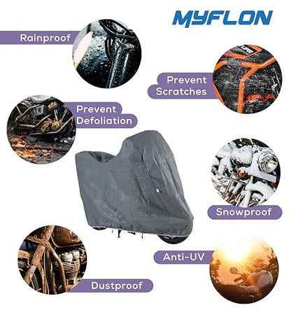 Motorcycle Cover All Season Universal Waterproof Sun Outdoor and Indoor Protection (Large) - size: Large
