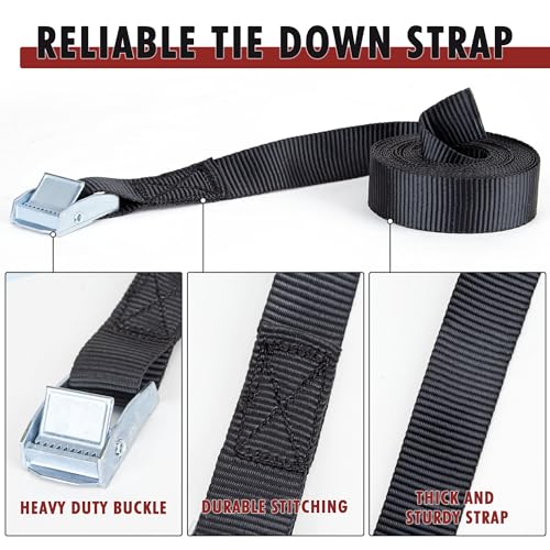 Cartman 1" x 12' Lashing Straps Cargo Tie-Down Strap Up to 600lbs, 6pk in Carry Bag, Black - color: Black, size: 6 PK