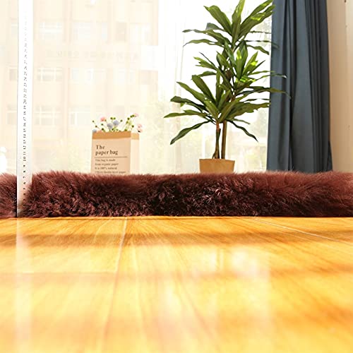 Real Genuine Sheepskin Rug Natural Fur Rug Sheep Skin Rugs Full Sheepskin Rugs Authentic Sheep Skin Throw Lambskin Seat Covers for Chairs Wool Seat Pad Cushion Brown (2.3X3.28 ft) - color: 10