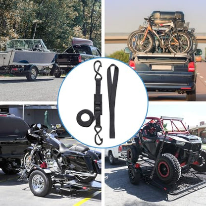 Cam Buckle tie Down Straps 6 Feet 1200lbs Break Strength, 4pcs Heavy Duty tie Down Straps with Hooks and Soft Loops for Motorcycle, Dirt Bike, Trucks, Kayak, Car - size: 1"x6' 2pcs