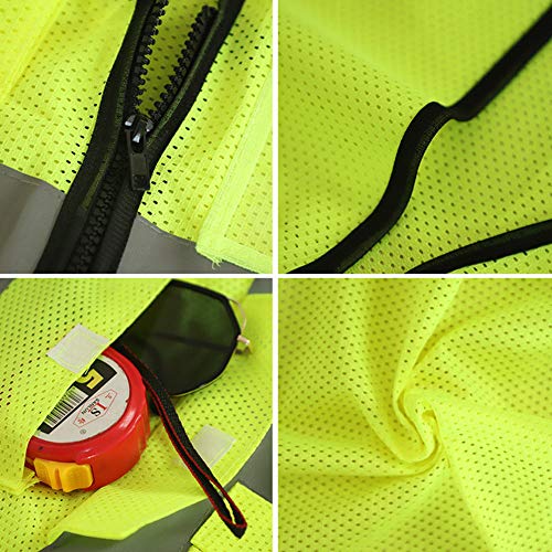 XIAKE Reflective Safety Vest for Men & Women High Visibility Class 2 Vest with Pockets Meets ANSI Standards - color: Yellow Mesh - B525, size: 4X-Large