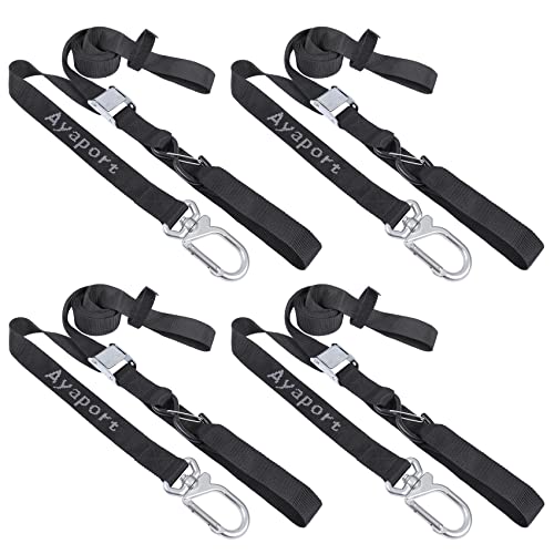 Ayaport Motorcycle Tie Down Straps 1.5” x 8’ (with Swivel Carabiner Hooks) Cam Buckle Tie Downs, Handlebar Strap for Dirt Bike, Motor Bike, Kayak, Car, Truck, Boat, Cargo, Black (1.5" x8'-4pcs) - size: 1.5"x8'-4pcs