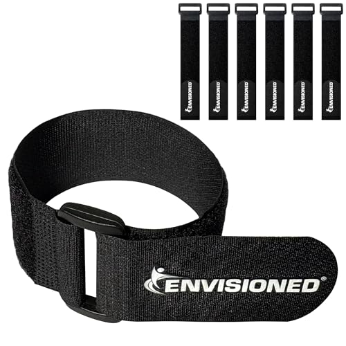 Reusable Cinch Straps 1.5" x 60" - 6 Pack Multipurpose Quality Hook and Loop Securing Straps (Black) - size: 1.5" x 60"