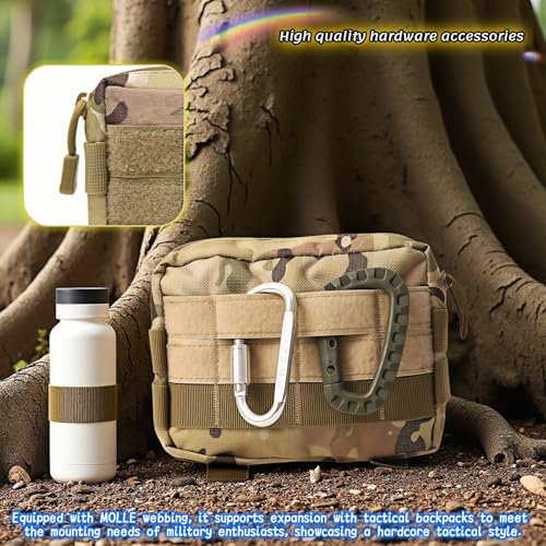 MOLLE Pouch Tactical EDC Utility Bag, Water Resistant 600D Nylon Waist Pack for Men Women, Multi-Functional Tool Organizer with MOLLE Webbing for Hiking Camping Travel Accessories Phone Wallet