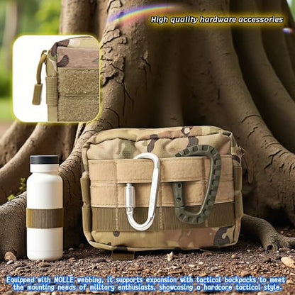 MOLLE Pouch Tactical EDC Utility Bag, Water Resistant 600D Nylon Waist Pack for Men Women, Multi-Functional Tool Organizer with MOLLE Webbing for Hiking Camping Travel Accessories Phone Wallet