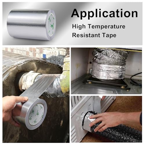 BOMEI PACK Adhesive Aluminum Foil Heat Shield Tape 1 Pack 6inch x 66ft,Barrier Fiberglass Thermal Insulation Reflective Material High Temp Protectionn - size: 6in*66ft