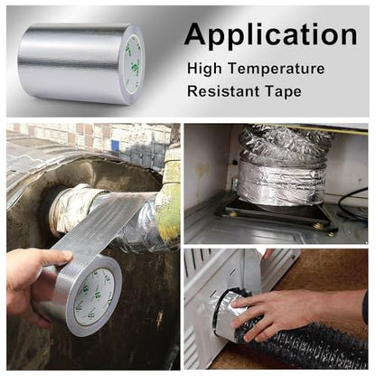 BOMEI PACK Adhesive Aluminum Foil Heat Shield Tape 1 Pack 6inch x 66ft,Barrier Fiberglass Thermal Insulation Reflective Material High Temp Protectionn - size: 6in*66ft