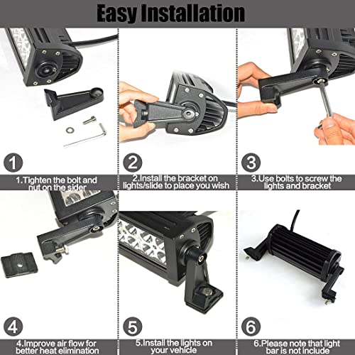 LED Light Bar Side Mounting Bracket Base Mounting Universal Bracket 2PCS Rubber Pad Brackets kit for Mounting Straight or Curved LED Light Bar from 7 inch up to 52 inch (Pack of 2) - size: Light Bar Adjust Bracket-Side