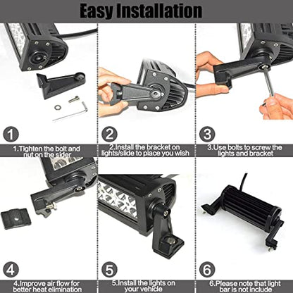 LED Light Bar Side Mounting Bracket Base Mounting Universal Bracket 2PCS Rubber Pad Brackets kit for Mounting Straight or Curved LED Light Bar from 7 inch up to 52 inch (Pack of 2) - size: Light Bar Adjust Bracket-Side