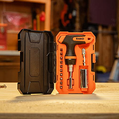 RAK Universal Socket Tool - Birthday Gifts for Men - Set of 15, 1/4-to-3/4-inch Wrench Grip, T-Handle Ratchet Driver, 10 Screwdriver Bits - Gifts for men, Husband, Handyman - style: Universal Socket Tool