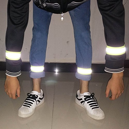 High Visibility Reflective Night Running Walking Elastic Strap Wristbands Ankle Bands Armbands Safety for Cycling Walking Running Camping Sports-Fits Women, Men & Kids - color: 4 Pairs / 8 Bands