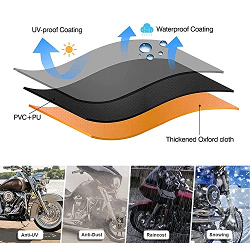 Comnova Motorcycle Cover 96 Inch - 600D Outdoor Moped Cover with Lock Hole Universal Fit, Heavy Duty & Waterproof Motor Cycle Protection for Harley, Honda, Kawasaki, Fit Up to 96" Motorcycles - size: Premium - 96 Inch